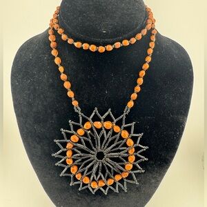 Native Beaded Black And‎ Brown Beaded Necklace
